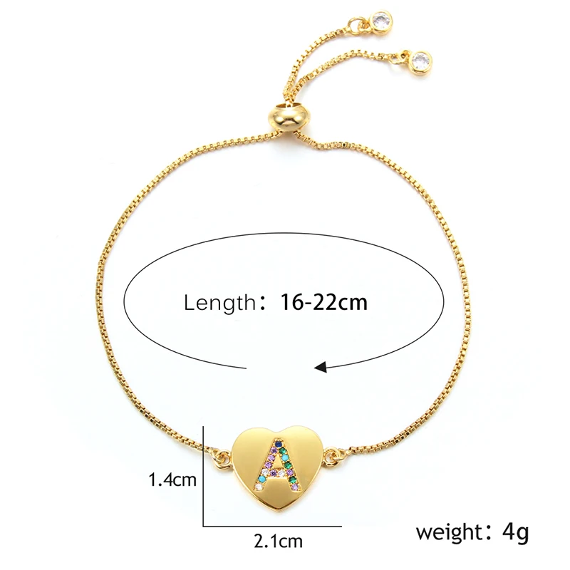 

Cubic Zirconia 26 Alphabet Letter Charm Bracelet Female Copper A-Q Initial Chain Bracelets For Women Jewelry Adjustable