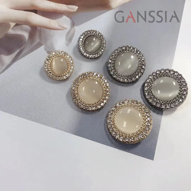 

6pcs/lot Size:18-25mm Sparkly Rhinestones Resin Round Buttons Metal Shank Button for Garment Decoration Accessories(SS-2545)