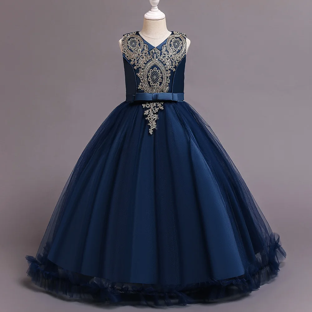 Girls Dress 2021 New Girl Party Clothes Sleeveless Flower Princess Dresses with Bow wedding Costumes for 2-12 Y Kids | Детская одежда и