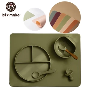 Детская посуда Let's Make, 1 шт., силиконовая детская подстилка, детский коврик, пищевой силиконовый стол, нескользящий и легко моется