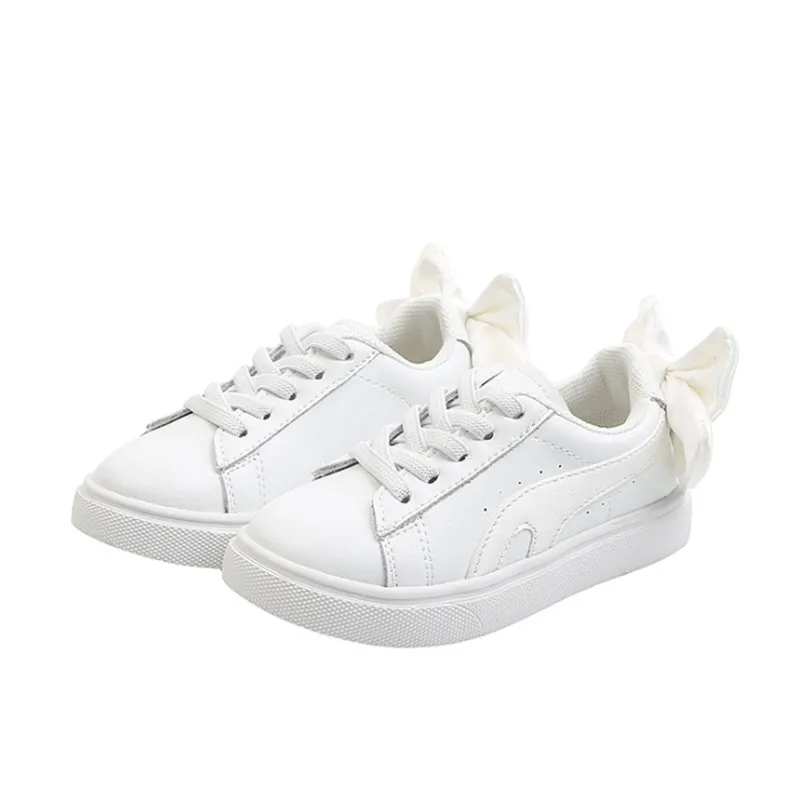 

New Spring Children Shoes Genuine Leather Big Bow-Knot Toddler Girls Sneakers Breathable Fashion Casual Kids Shoes Size 21-30