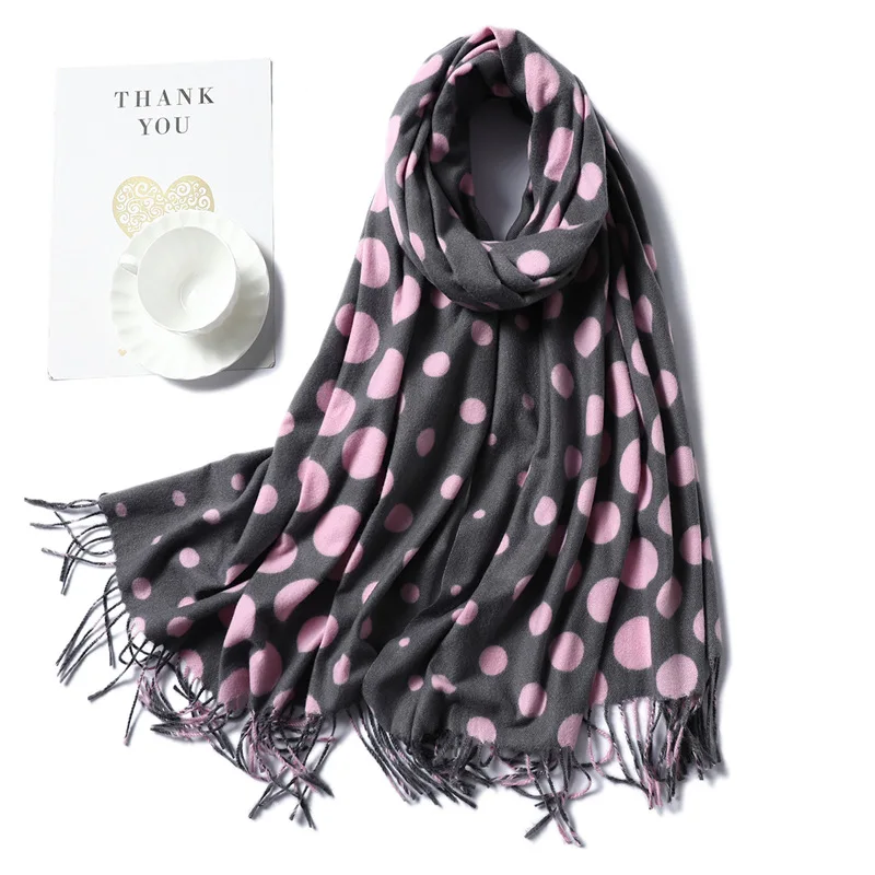 2019 роскошный бренд кашемировый женский шарф Зимний теплый горошек шали и