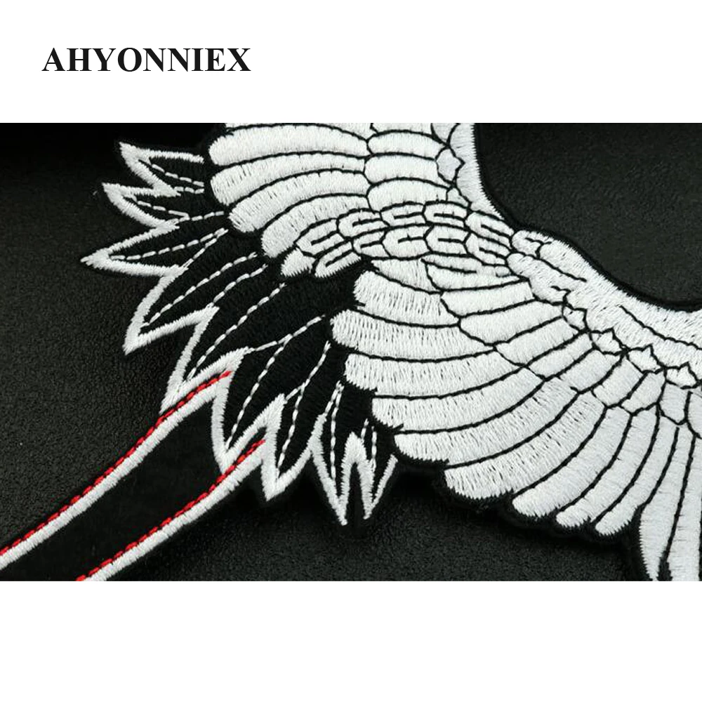 Вышивка AHYONNIEX красным короном Журавля патч для пришивания утюгом значок одежды