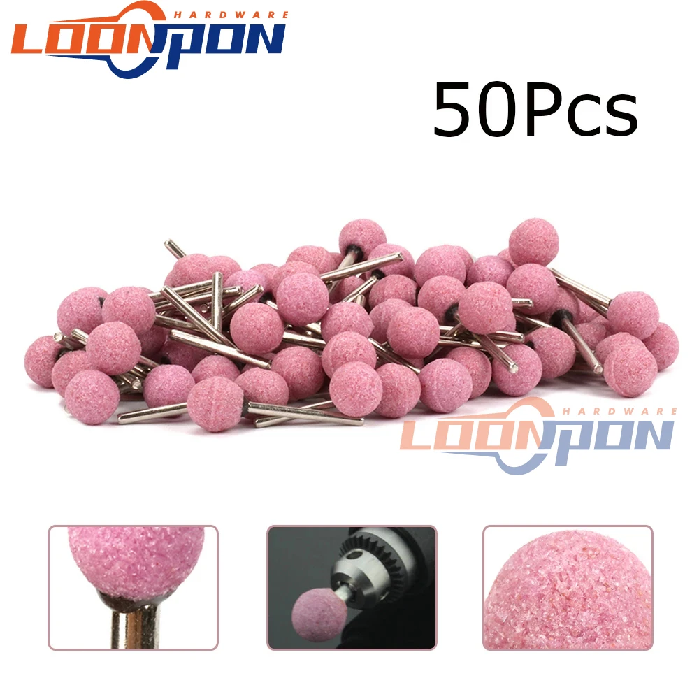 

50Pcs 12mm Ball Shape Ceramic Grinding Head with 1/8" Shank Grinding Burr Bits Rotary Tool for Wood, Plastic, Fiberglass