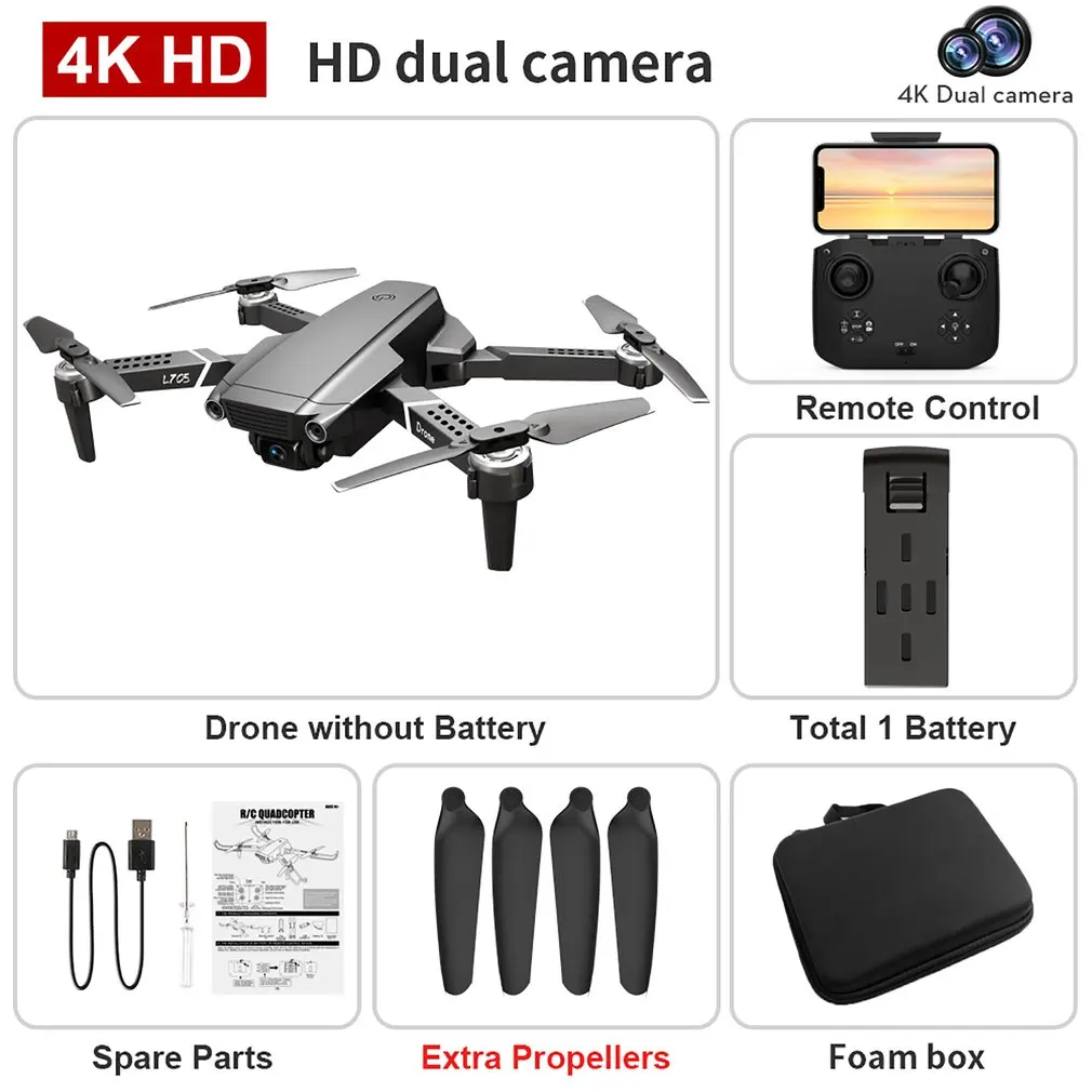 

Дроны L705 с двойной камерой HD 4K Fpv, дистанционное управление, складной мини-самолет, Квадрокоптер, вертолет на дистанционном управлении, игру...