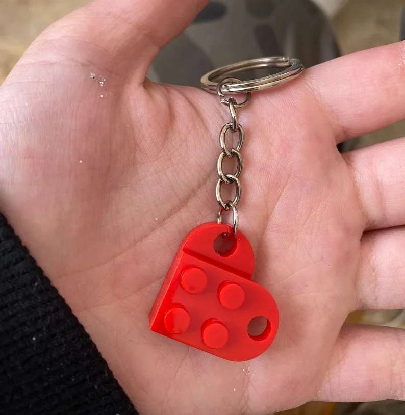 

Brick keychain for Couples Friendship matching heart Colorful Lego keychain set for Girlfriend Boyfriend Couples Valentine's Day