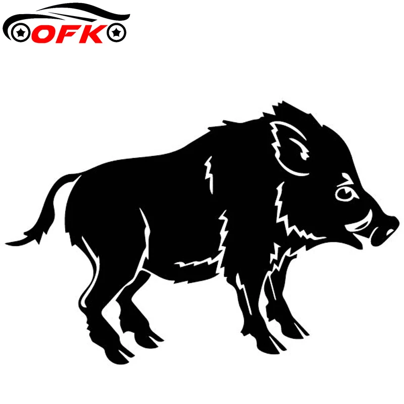 

OFK Ferocious Wild Boar Pattern Car Sticker Body Of Decor Vinyl Decal Black/Silver 15.9CM*10.6CM