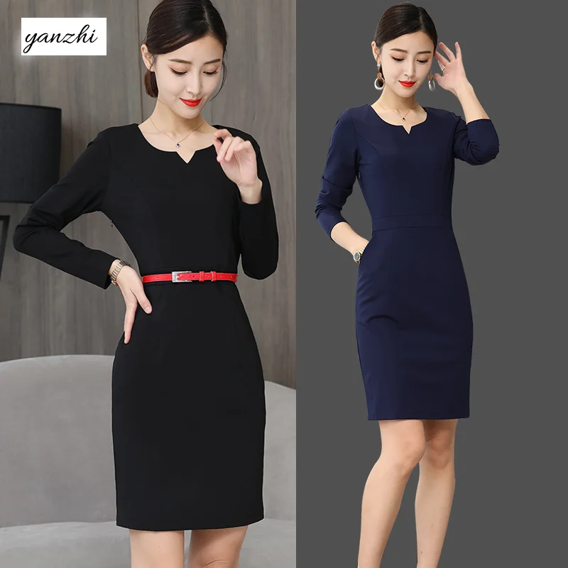 Весна и осень с длинным рукавом профессиональное платье стрейч рабочая одежда