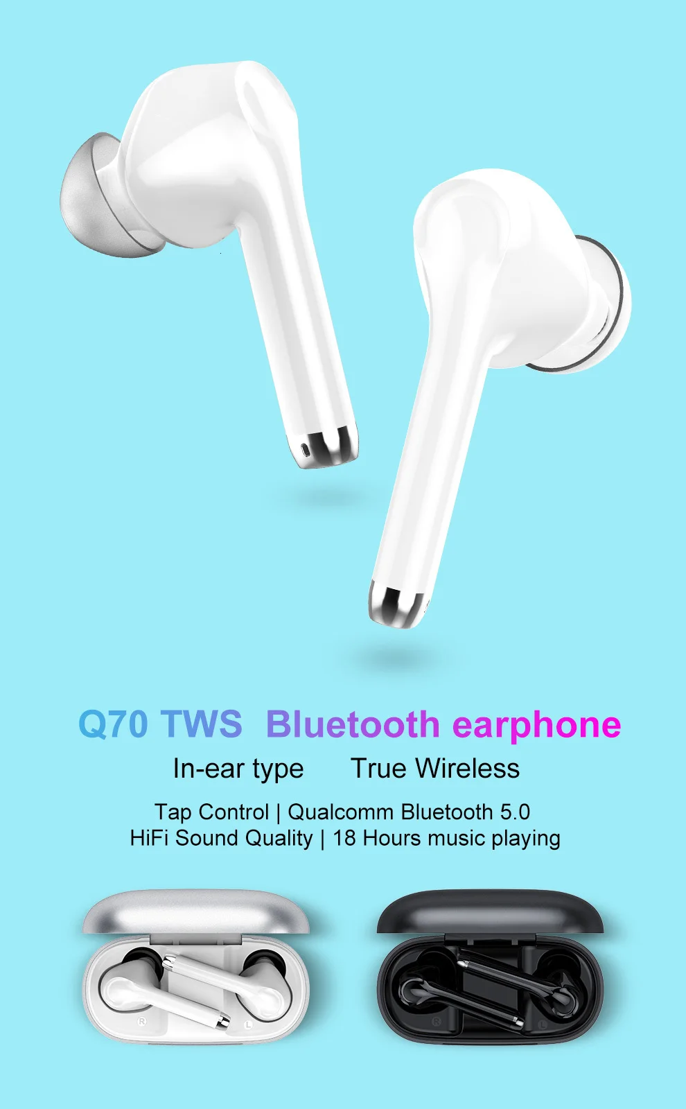 Yinyoo Q70 беспроводные Bluetooth наушники Bluetooth V5.0 TWS Bluetooth наушники с шумоподавлением наушники с громкой связью спортивные наушники