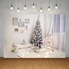 Рождественский фон для фотосъемки детей детская фотосъемка розовая потертая шикарная комната Рождественская елка фотографический фон для фотостудии