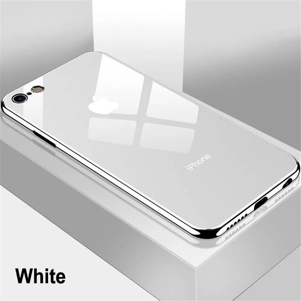 Роскошный металлизированный зеркальный чехол из закаленного стекла для iPhone 7 11 Pro Max X XR XS 6s 8 Xs Max черный глянцевый чехол Etui