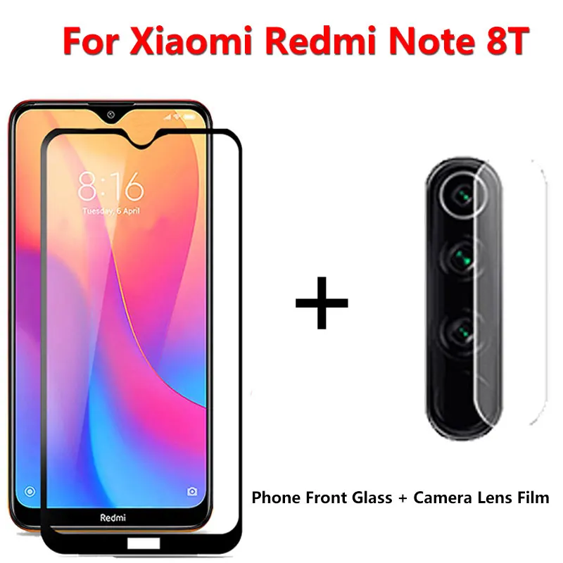 2 в 1 стекло для задней камеры + закаленное Xiaomi Redmi Note 8 T Защитное экрана на t