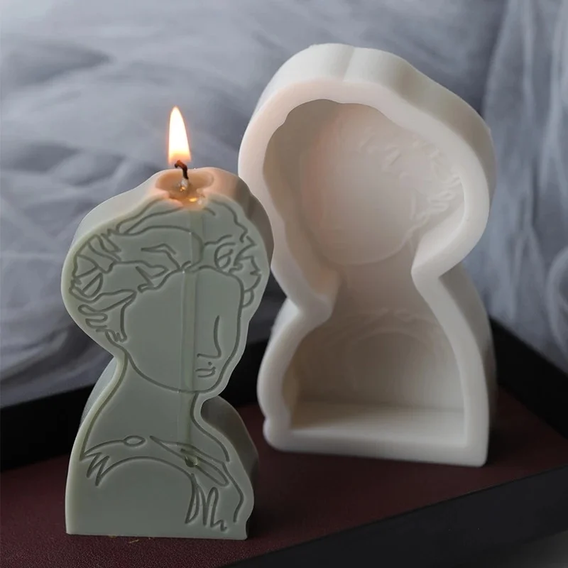 

3D Silicone Portrait Mold Resin Candle Making Supplies Plaster Mold Handmade Soap Fondant Cake DIY Aromatherapy Clay Moulds