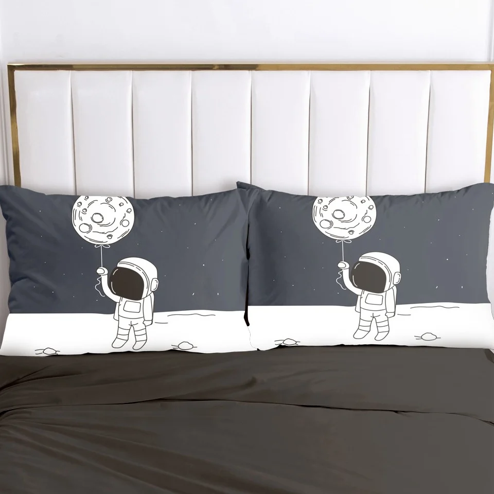 

2pc Pillow Case Pillowcase 50x70 50x75 50x80 50x90 80x80 70x70 Decorative Pillow Cover Cartoon Kids Bedding for Boy astronaut