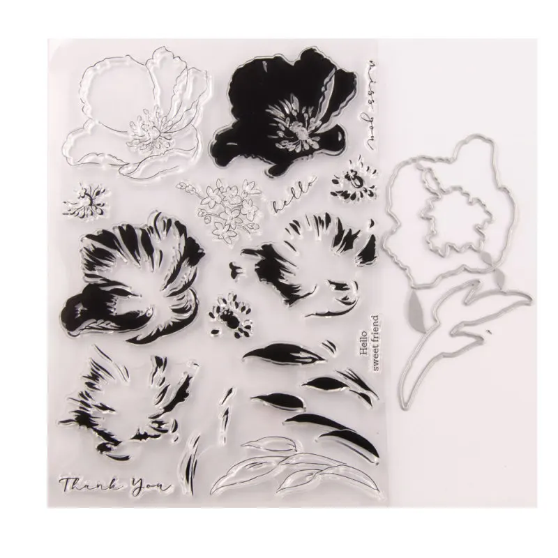 Многослойные штампы для скрапбукинга прозрачные с набором резных штампов