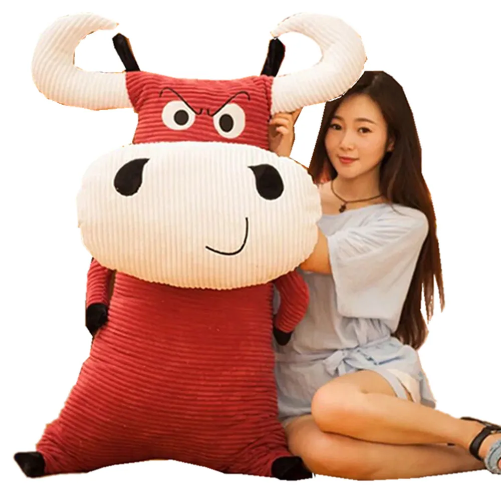 

Fancytrader 47'' Pop Anime Ox Plush Toy Giant Soft Stuffed Cow Cattle Hugging Pillow Birthday Gift Home Deco 120cm 2 Colors
