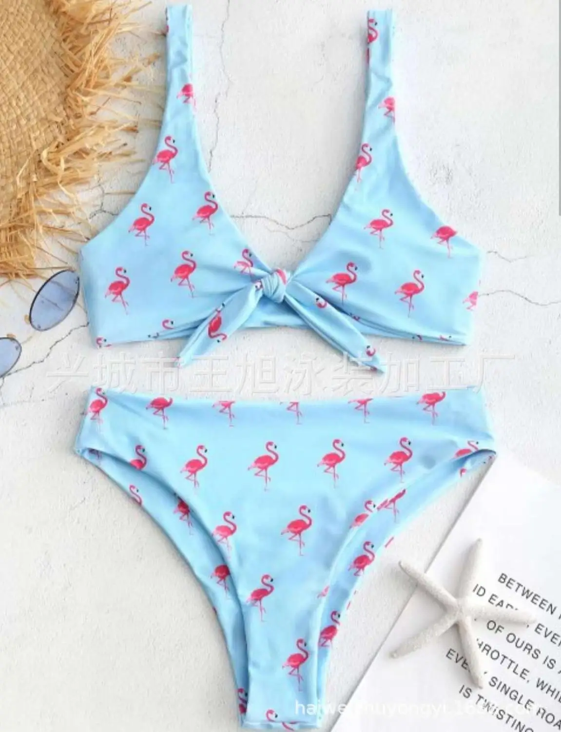 Женский купальник 2020 Раздельный плечевой ремень с принтом фламинго сексуальное