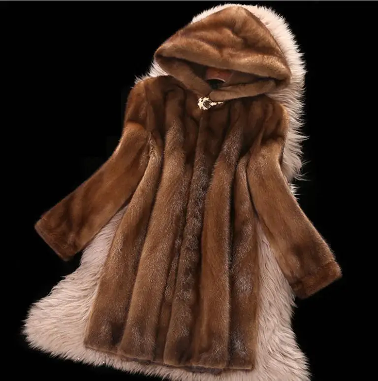 Женская норковая шуба длинное пальто из натурального меха женская зимняя одежда