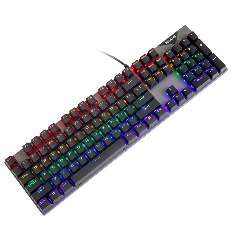 

67JA Wired Gaming Mechanical Keyboard 104 Keys LED Backlit Green Axis Metal Luminous Keyboard for Laptop and Gamer Pro