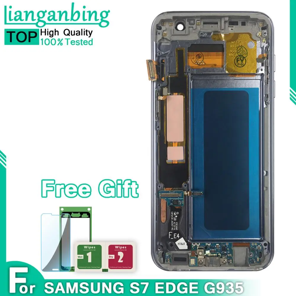 Для samsung S7 edge G935 G935F OLED дисплей протестированная Рабочая рамка ЖК-дисплей сенсорный экран в сборе для samsung lcd