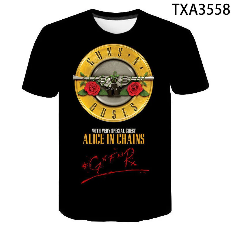 Guns N Roses 2020 новый летний 3D футболки на каждый день одежда для мужчин женщин детей с