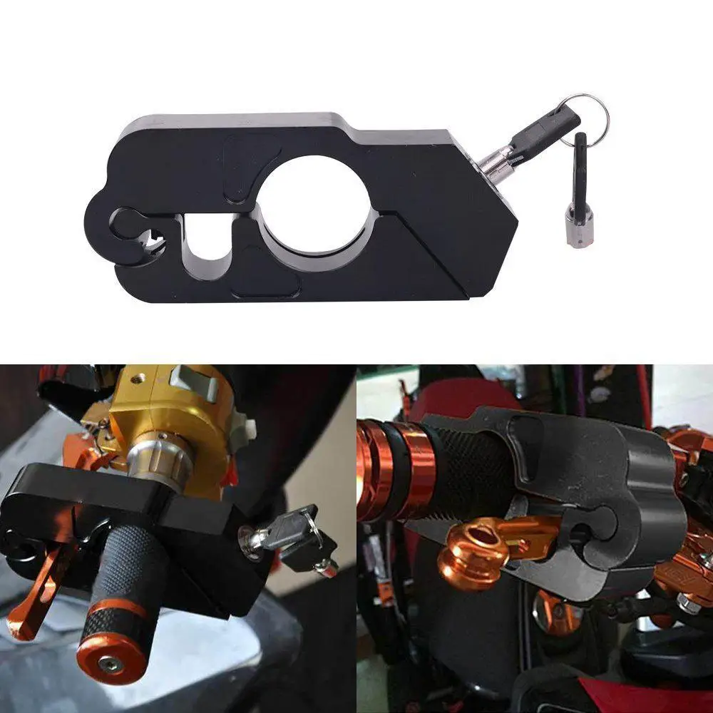 

Motorcycle Universal Lock Scooter Motorbike CNC Handlebar Safety Lock Brake Throttle Grip Anti-Theft Protection Security Locks