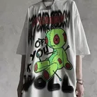 Рубашка в стиле Харадзюку, одежда в стиле граффити, Корейская футболка большого размера, летние футболки с коротким рукавом и графическим принтом для пар, 2022