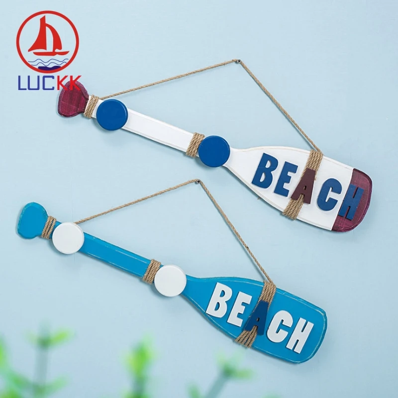 

LUCKK Mediterranean European Wooden Boat Pulp Creative Hanging Paddle Wall Decoration For Home Sea Murals Decoration Craft Gifts