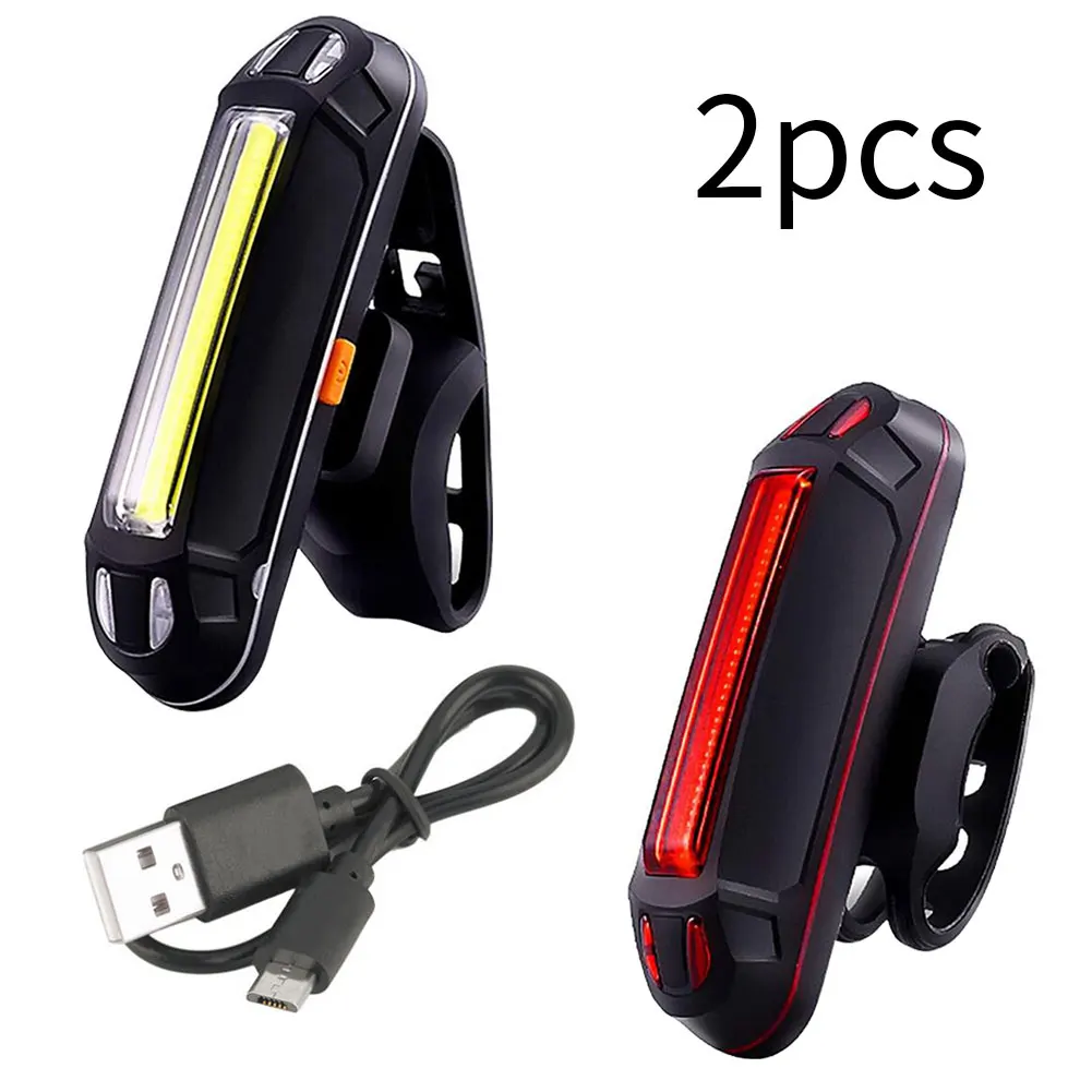 

2PCS White red Bicycle tail light Bike Rear 100 lumens LED Light Bicycle Tail USB Rechargeable Waterproof Night Warning Light