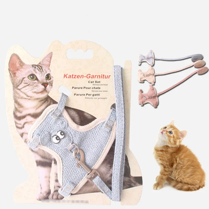 Pet Supplies Cat Harness Leash Set Vest Nylon Cartoon Pattern Permeable Harnesses Convenient Buckle Sewing Rope | Дом и сад
