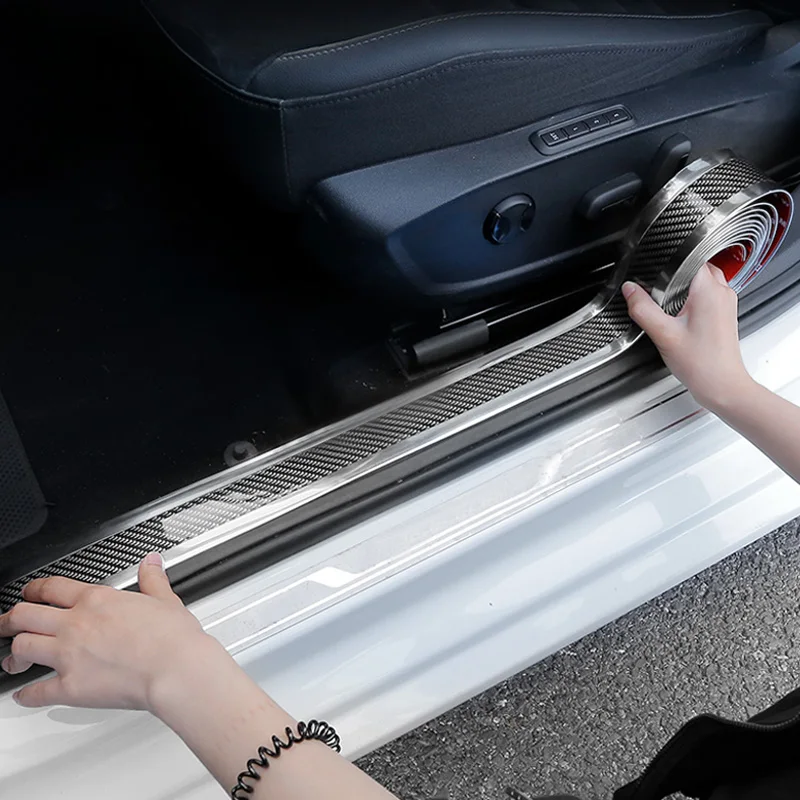 Автомобильная наклейка s 5D из углеродного волокна защитные полоски для порога