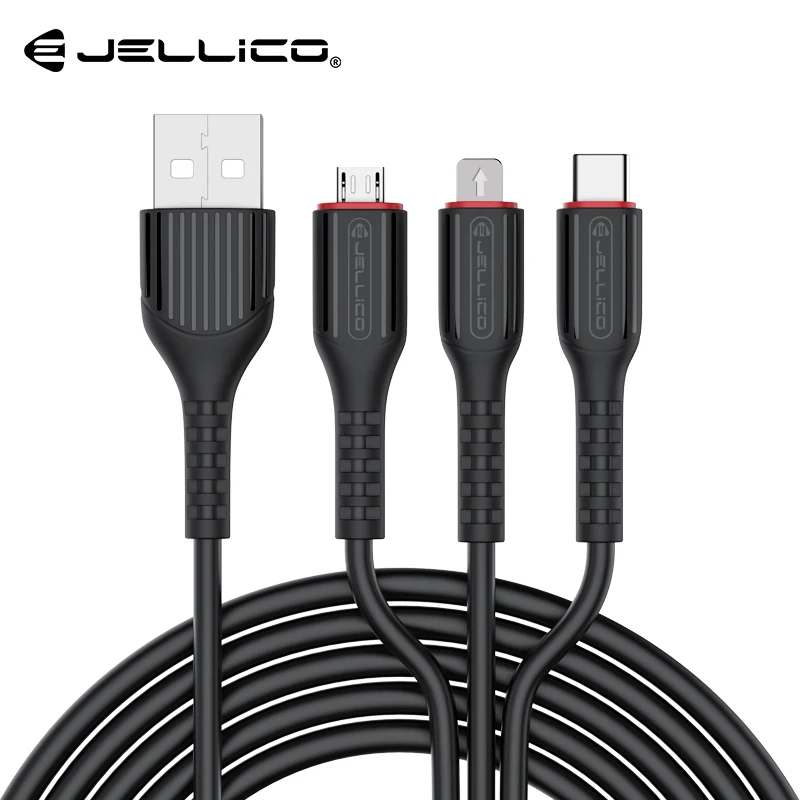 Jellico 3 в 1, USB кабель для iPhone, samsung, Xiaomi, мульти быстрая зарядка, микро USB кабель для мобильного телефона, usb type-C кабель