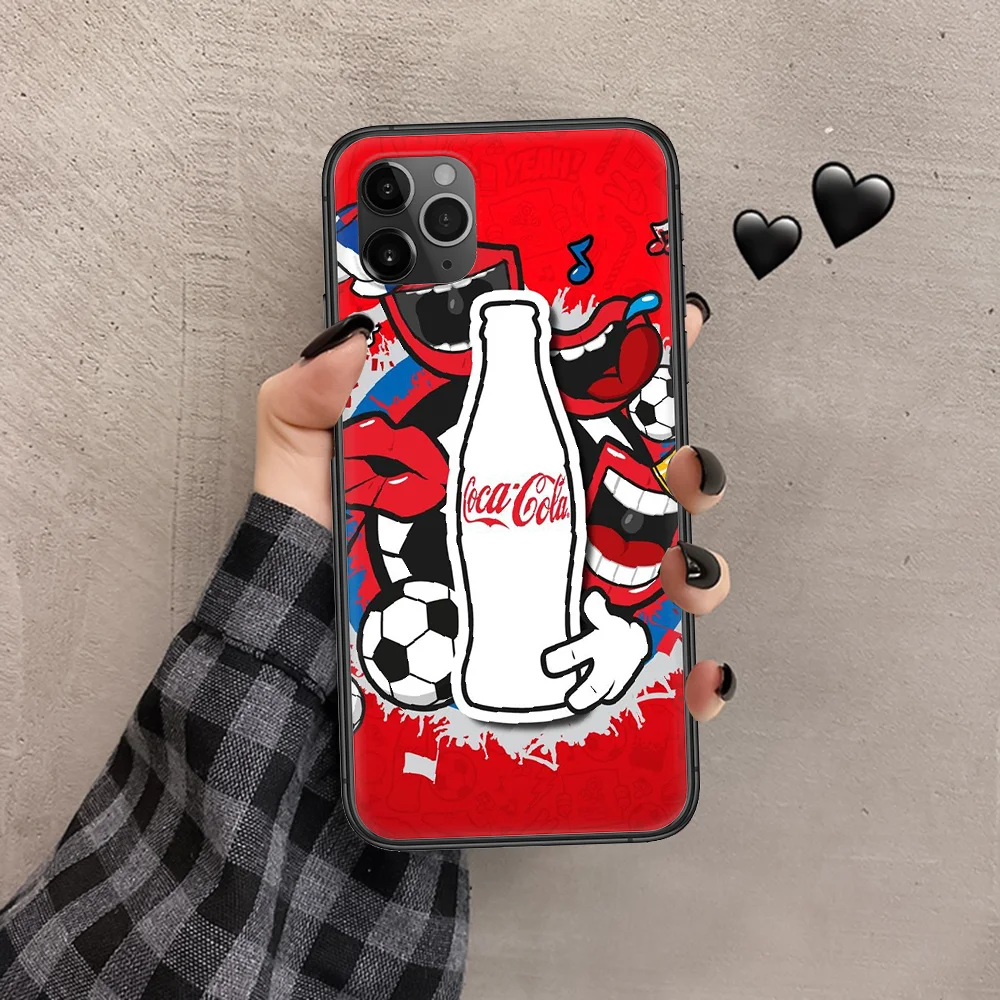

cokes Sparkling drink Phone Case Cover Hull For iphone 5 5s se 2 6 6s 7 8 12 mini plus X XS XR 11 PRO MAX black soft shell
