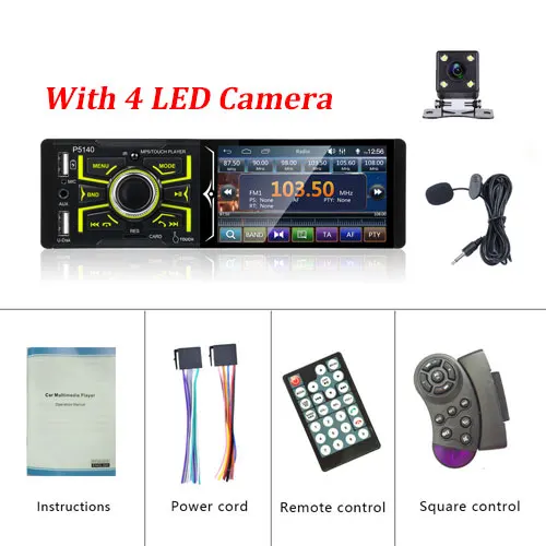 With 4 LED Camera Автомагнитолы Camecho 4,1 дюймов Авторадио с сенсорным экраном Bluetooth Авто Аудио Стерео FM USB SD один Din микрофон универсальный автомобильный стерео - Цвет: With 4 LED Camera
