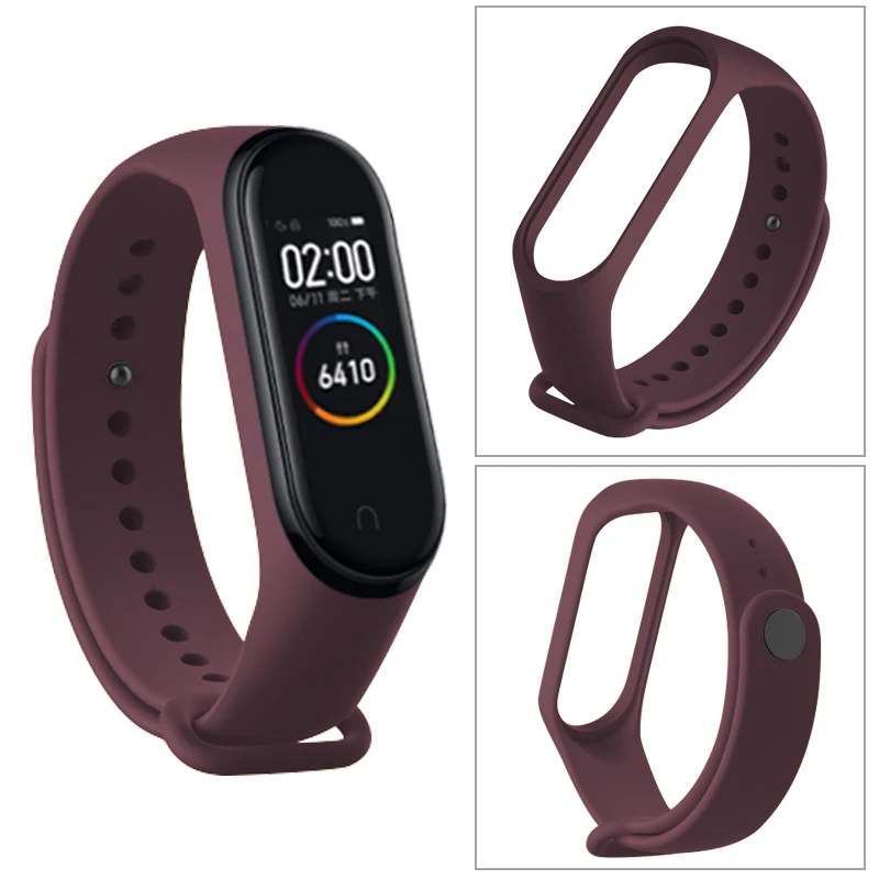 Силиконовый ремешок для браслета Xiaomi Mi Band 4 защитная пленка экрана розовый на Xiomi 3