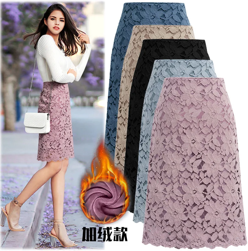 

Женская Вельветовая юбка, кружевная трапециевидная юбка большого размера с эластичной талией, 2020