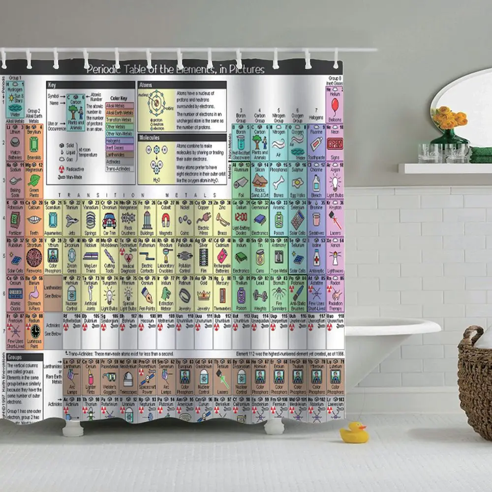 

Dafield Periodic Table Shower Curtain Free Shipping Chemistry he Elements Science Education With Hooks