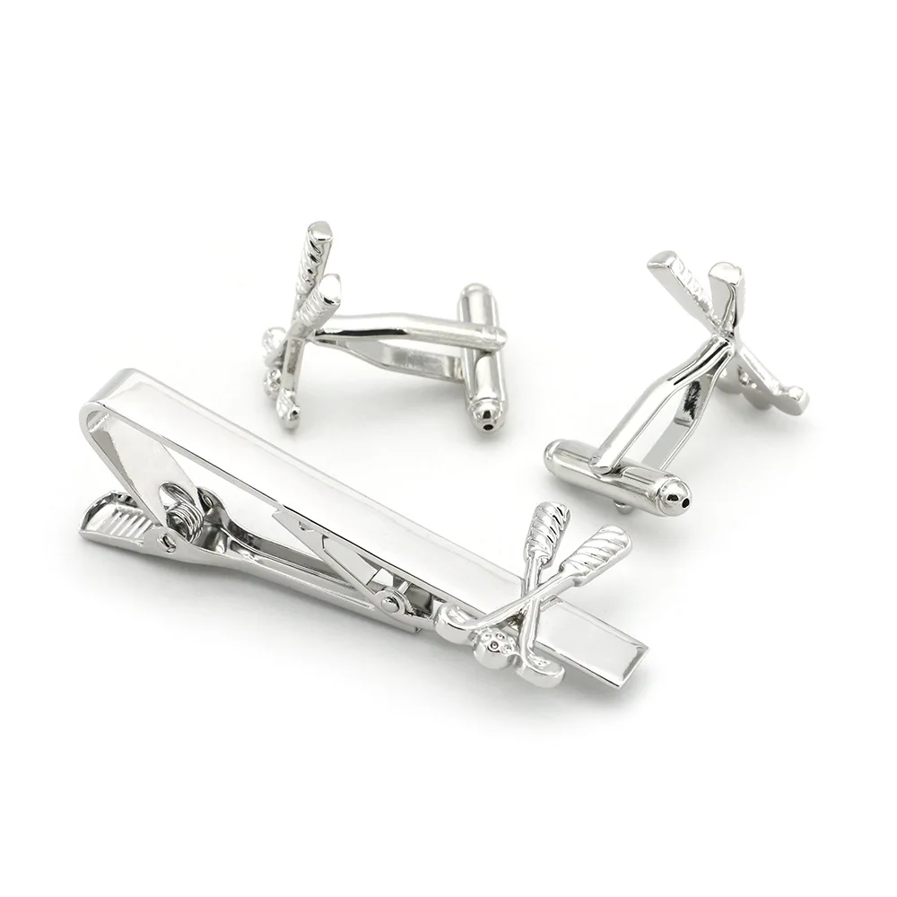 Набор зажимов для галстука в спортивном стиле запонки гольф клуба стальные цвета