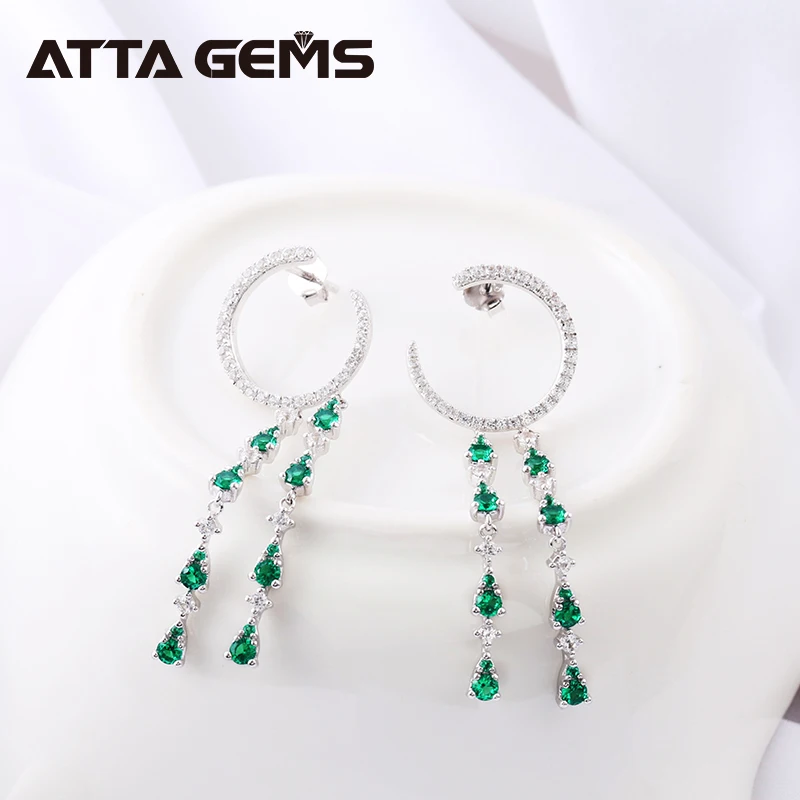 Женские серьги из серебра пробы с изумрудом|Серьги-подвески| |