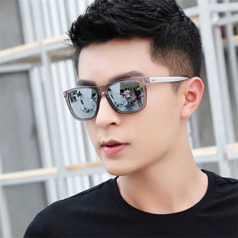 

2020 Male Eyeglasses Square Reflective Sunglaases Men New Silver Black Sun Glasses Mirror Lens Vintage Driving Eyewear