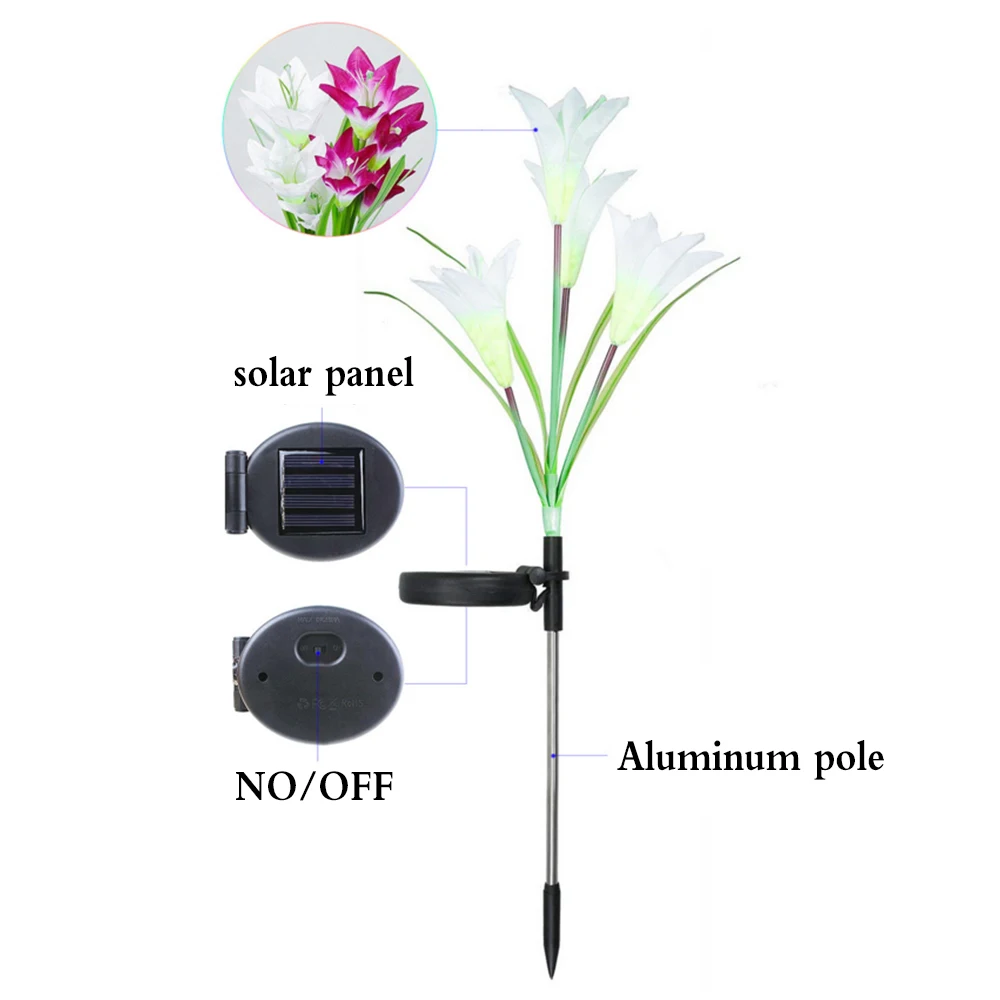 Светодиодный солнечный уличный садовый светильник лилия 7 цветов светодиодный