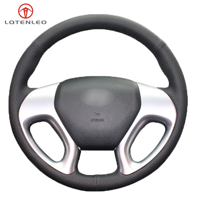 

LQTENLEO, черная натуральная кожа, сделай сам, ручная строчка для Hyundai ix35 2011-2015 Tucson 2 2010-2015
