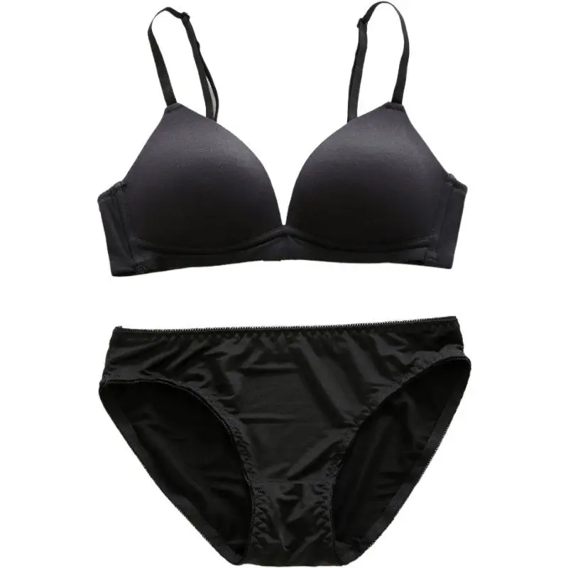 Ladies Sexy Lingerie Set Comfortable Smooth No Trace Deep V Steel Ring Bra + Panties Two-piece 6 Colors | Женская одежда