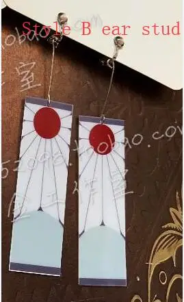 B-stud Убийца демона Kimetsu no Yaiba Kamado Tanjirou серьги для косплея Kamado Nezuko реквизит для косплея bamboo реквизит аксессуары - Цвет: B-stud