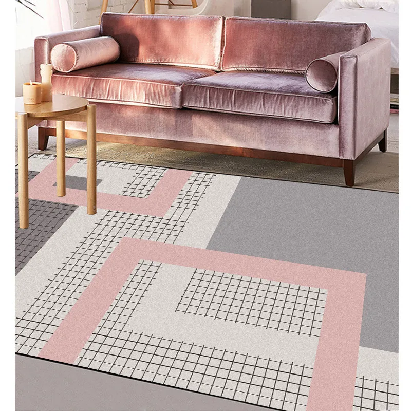 

Fashion Northern European-Style Rug Simple Geometric Bedroom Living Room Crystal Velvet Carpet Bed Blanket Bath Mat