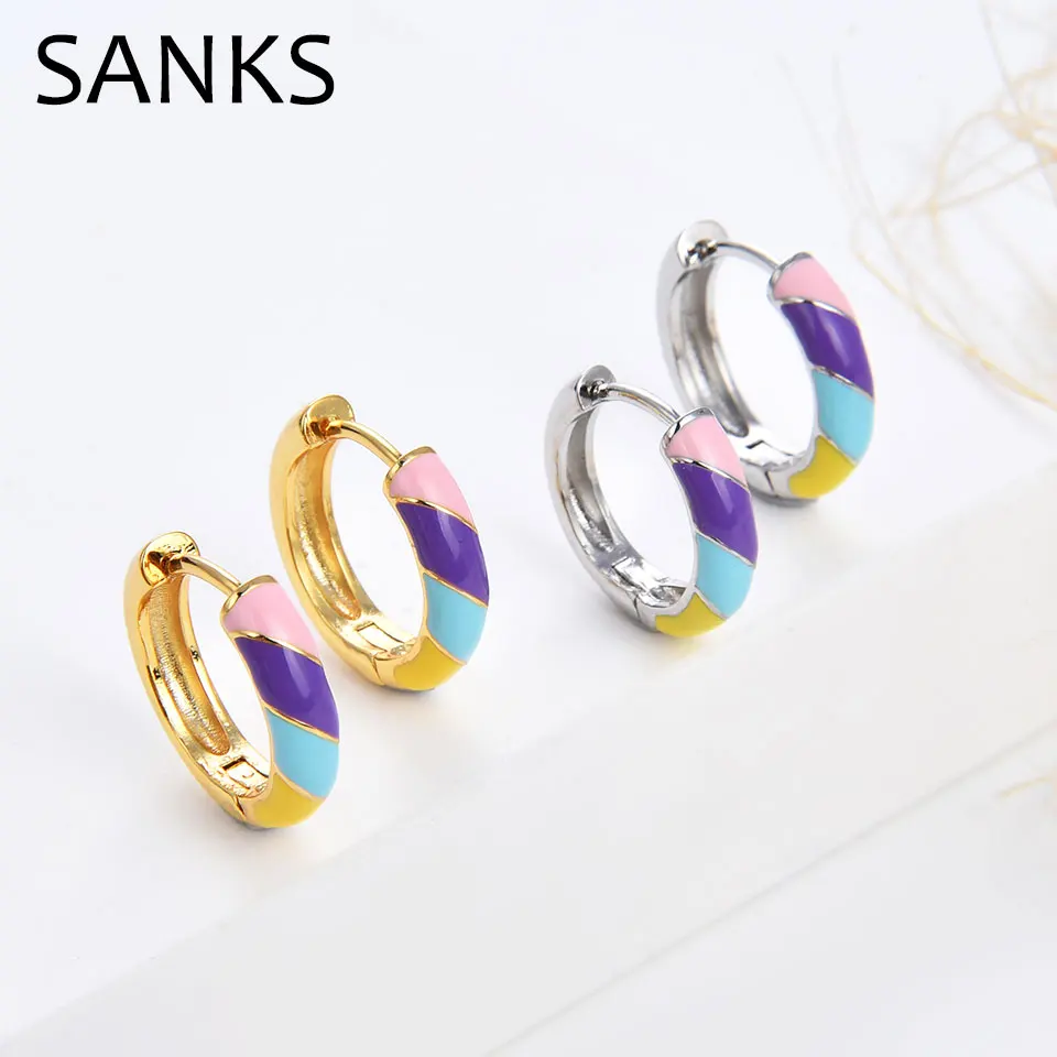 

SANKS Authentic Dazzle Earring Candy Color Earrings Birthday Gift for Girl Trendy Hoop Colorful Enamel Statement Fashion Jewelry