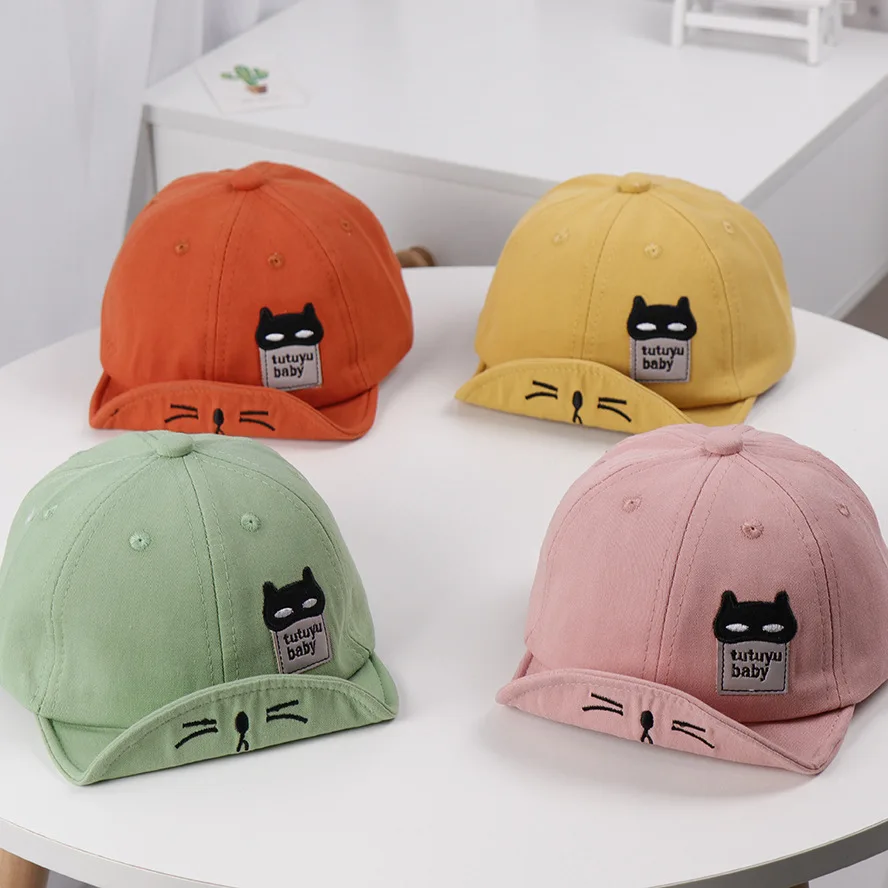 Children's boy and girl hats 2020 spring new cartoon cat soft along cap baby hat sunscreen baseball caps kids snapback | Детская