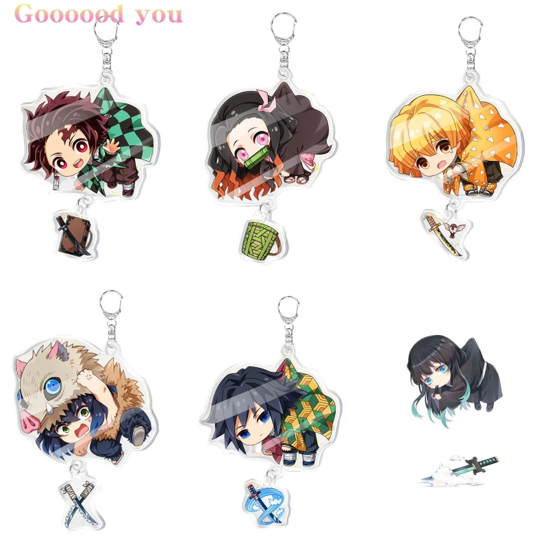 

Anime Keychain Demon Slayer Acrylic Key Chain Accessories Cartoon Figures Backpack Pendants Fans Keyring Friends Gift Wholesales