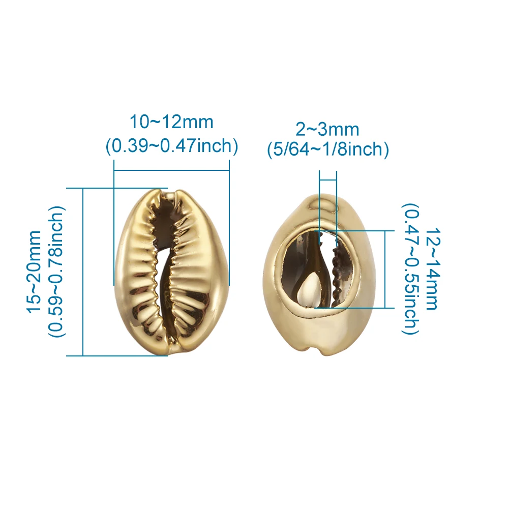 

50pcs Electroplate Shell Beads Gold Silver Color Conches Cowrie Shells Beads Charms for Boho Necklace Bracelets DIY Making