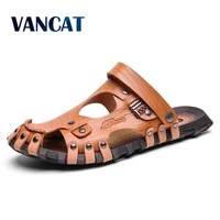new summer men sandals breathable leather men beach flip flop brand men casual shoes comfortable slip on mens shoes size 38 47